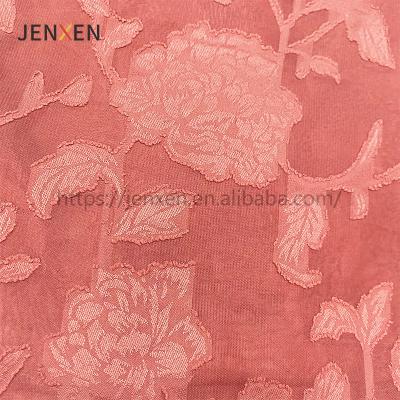 China 2022 comfortable peony small anti-static jacquard 100% polyester fabric dress jacquard factory chiffon fabric for sale