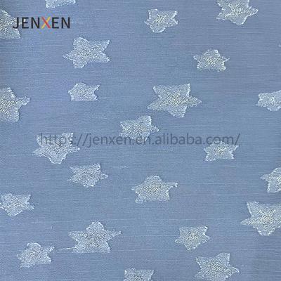 China 100% High Quality Anti-static Star Pentagon Chiffon Jacquard Polyester Dress Fabric for sale