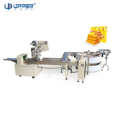 China New Design Food Automatic Stacking Packing Line Food Biscuit Corn Bar Turntable Automatic Packing Machine for sale