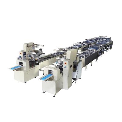 China Feeding and Food Packing Line Wafer Biscuit Pouch Cheese Packing Machine Automatic STIMULATING Dual Channel Feeding Packing System for sale