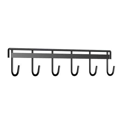 China Sustainable Adhesive Wall Hooks Rack  Long Rail Stainless Steel Cloth Hanger Wall Mounted 6 Hooks  home storages for sale