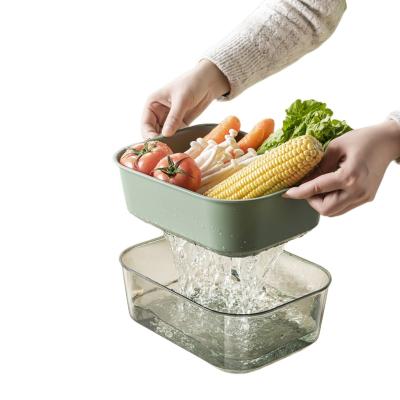 China Multifunctional Freshness Keeping PET Kitchen Drain Basket Steamer Vegetable Fruit Baskets Wash Bowl Colander Kitchen Basket Sieve for sale