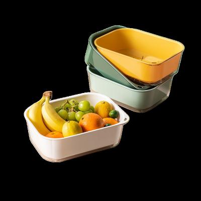 China Multifunctional Freshness Keeping PET Kitchen Drain Basket Steamer Vegetable Fruit Baskets Wash Bowl Colander Kitchen Basket Sieve for sale