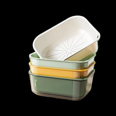 China Multifunctional Freshness Keeping PET Kitchen Drain Basket Steamer Vegetable Fruit Baskets Wash Bowl Colander Kitchen Basket Sieve for sale