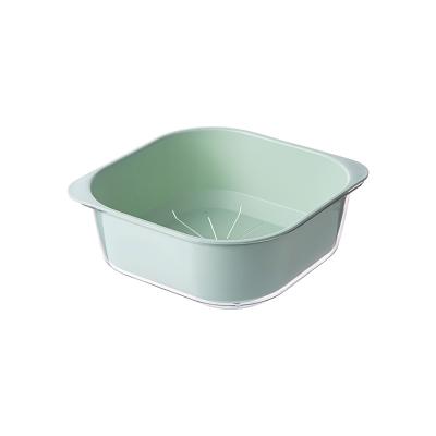 China Sustainable Luxury Plastic Kitchen Fruit and Vegetable Storage Double Layer Drain Baskets Plastic Washing Bowl for sale