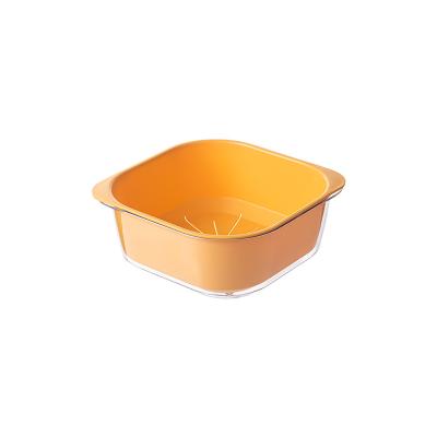 China Double Layer Colander Viable Plastic Vegetables And Fruits Wash Dryer Kitchen Sink Drain Basket for sale