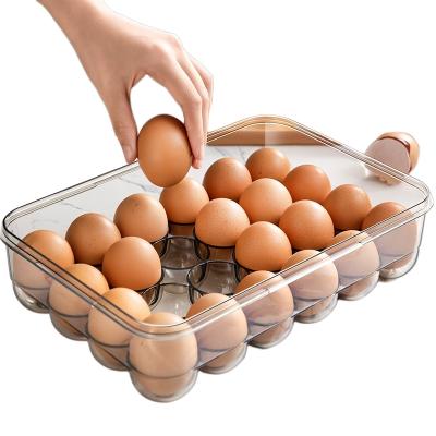 China Crate Crisper Container Plastic Egg Holder Tray Storage Container Plastic Egg Freshness Preservation Egg Kitchen Storage Boxes Organizer for sale