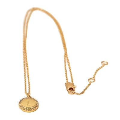 China TRENDY Unisex Jewelry Long Link Chain Coin Pendant Fashion Gold Plated With Cubic Zirconia Necklace Gift Party Casual for sale