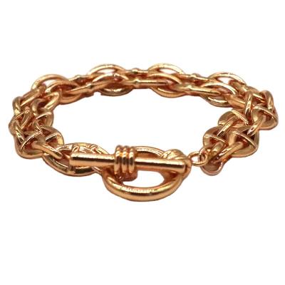 China Hiphop Fashion Chunky Chain Bracelet For Women Men Jewelry Casual Style Gift Party Gold Plated Toggle And Ring Bracelet for sale