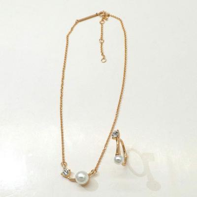 China New Arrival Fashionable Hot Sale Gold Plated Freshwater Pearl Necklace And Ring Jewelry Set Charm Women Girl Jewelry Set Gift Party for sale