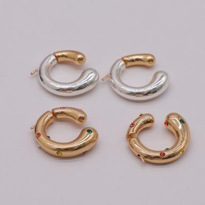 China Hot Sale Fashion Jewelry New TRENDY desigh For Women Brass Gold And Silver Pated Gemstone Circle Earring Gift Party for sale