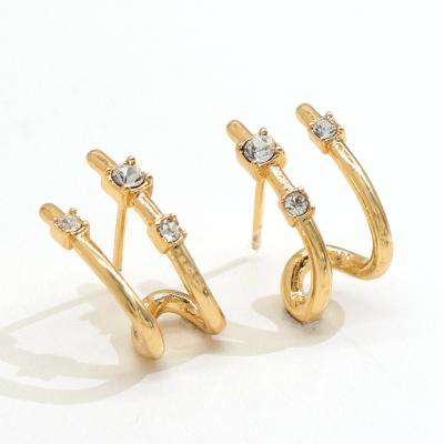 China New TRENDY hot sale fashion jewelry for women brass gold plated lady zircon circle charm earrings gift party engagement for sale