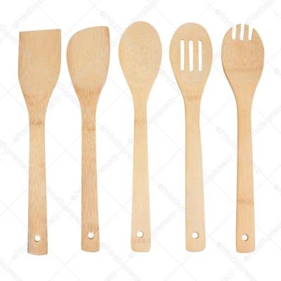 China Sustainable Bamboo Utensil Kitchen Cooking Wood Flatware Kitchen Tool Kit Logo Customized for sale