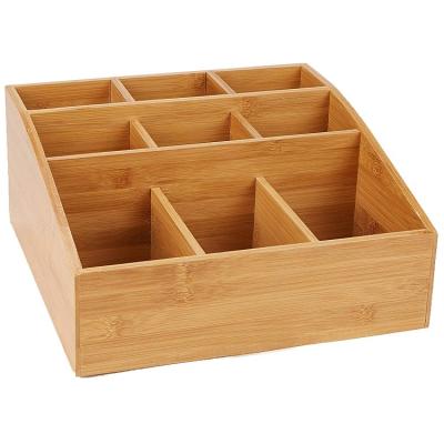 China 100% Sustainable Customized Natural Bamboo Tea Bag Box, Exclusive Design Bamboo Tea Box 9 Compartment for sale