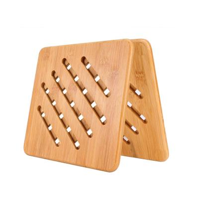 China Bamboo Tripod Place Mat Heavy Duty Hot Pot Viable Bamboo Pad Holder Cup Coasters Perfect For Home Kitchen for sale