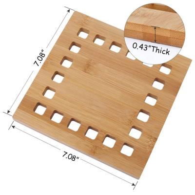 China 2pcs/set Coasters Kitchen Cup Mat Set Square Trivet Mat Hot Pad Viable Bamboo Pot Holder for sale