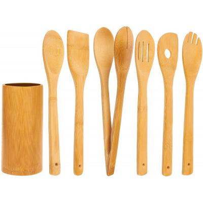 China Sustainable Bamboo Heavy Duty Kitchen Utensil Kitchen Serving Tool Kit Cookware for sale