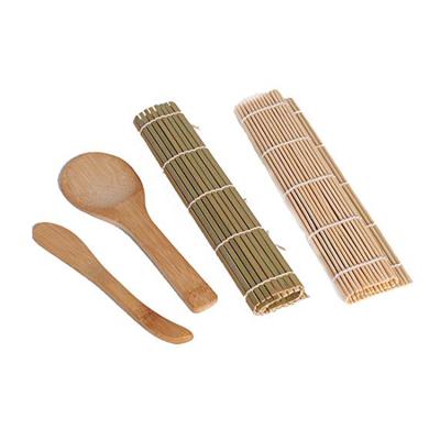 China Sustainable Bamboo Onigiri Roll Hand Maker Making Tools Kitchen Cooking Accessories 2 Sushi Roll Mats With Paddle And Rice Spreader for sale