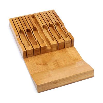 China Multi Viable Function Natural Bamboo Knife Block Knife Block Holder Kitchen Knife Easy Cleaning Organizer for sale