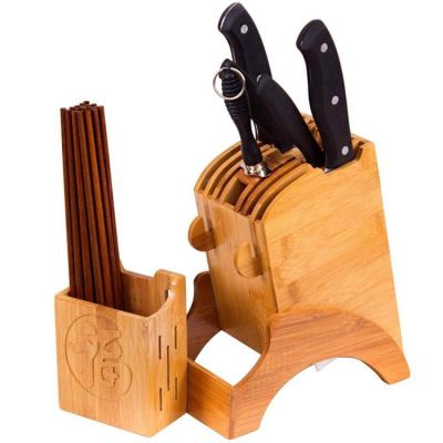 China Disposable Multifunctional Bamboo Knife Block Holder Rack Strip Holder For Kitchen Accessories Scissors Stand for sale