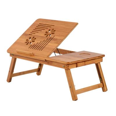 China Bamboo Workstation Tray Storage Movable/Eco-friendly/Reusable/Durable/Computer Bed Protable InclinabTable Laptop Serving Breakfast Desk Organizer with Drawer for Bedroom for sale