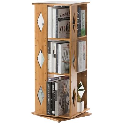 China Modern Rotating Multilayer Bamboo Bookshelf Magazine Rack Storage Racks for sale