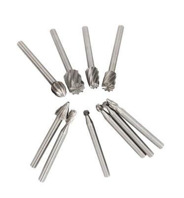 China Wood Drilling 10PCS 1/8 Inch Shank Tungsten Carbide Rotary Burr Rotary Drill Bits Cutter And Ball Solid Carbide Tapered End Mill for sale