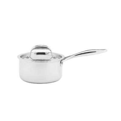 China Sustainable Stainless Steel Hot Sauce Pan 2 Quart Sale 16cm 3ply Mini Saucepan With Stainless Steel Cover Pan for sale