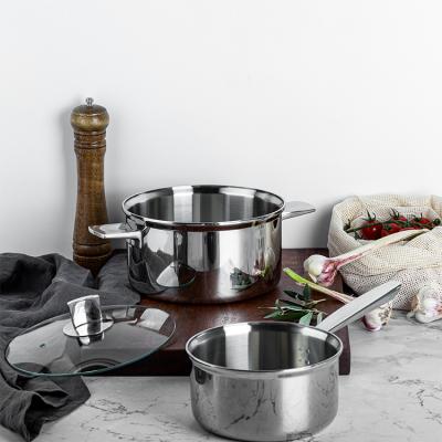 China Viable Most Popular 16cm Stainless Steel Triple Embossed Milk Pot Pan for sale