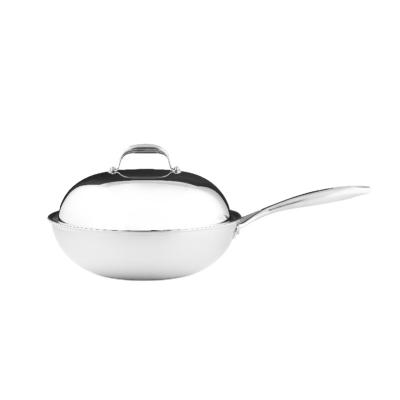 China Viable The Most Popular Design Kitchen Beware 32cm WOK With Triple Lid Stainless Steel Japan Chinese Wok for sale