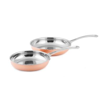 China Viable classic copper cookware set 304 stainless steel fry pan kitchenware Non-coating copper pan set for sale