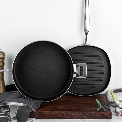 China Sustainable Wholesale 2 - Pieces Cooking Pan Set Triple Nonstick Stainless Steel Cookware Set for sale