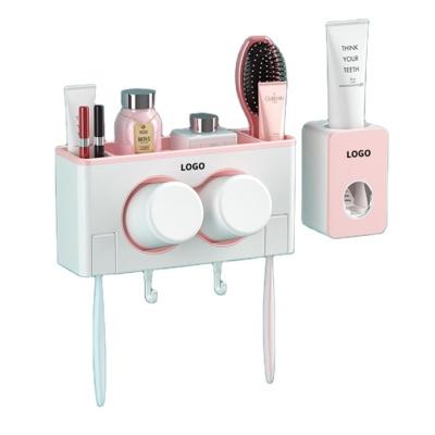 China Stocked Feature And Sustainable Manufacturer Plastic Toothbrush Holder And Automatic Toothpaste Dispenser for sale