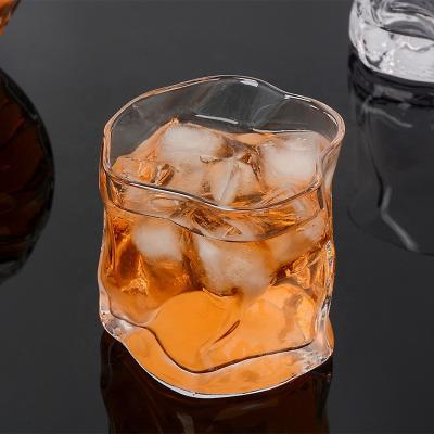 China Customized Wholesale Modern Household Whiskey Creative Pulled Glass Mug 250ml Transparent Lead Free for sale