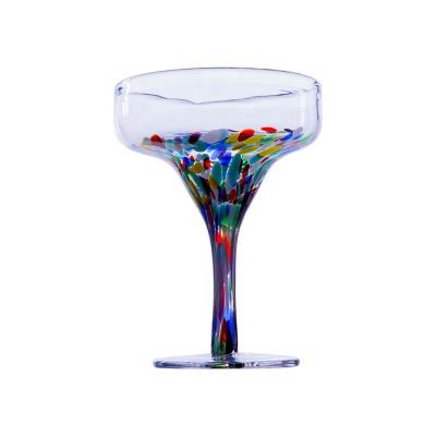 China Contemporary Custom Wedding Party Painted Crystal Wine Glass Cocktail Glass With Color Dots for sale