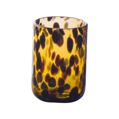 China High Quality Classic Leopard Pattern Crystal Candle Jar Candle Container Without Lid for sale