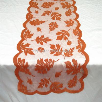 China Elegant Jacquard Thanksgiving Table Runners, Fall Harvest Decorations, Orange Leaves 72inch Long Table Runner for Home Table for sale