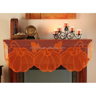 China Jacquard Autumn Harvest Season Pumpkin Mantel Scarf Lace Pumpkin Table Runner for sale