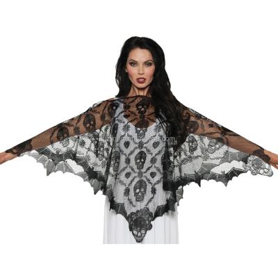 China Sustainable Halloween Lace Cobweb Lace Cape 112x112cm Poncho for sale