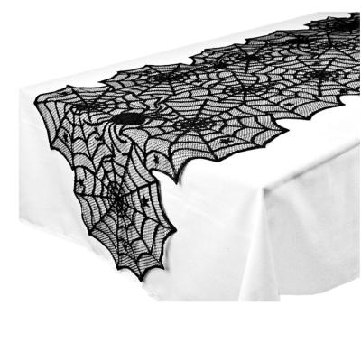 China Table Runner Halloween Table Runner 18 By 72 Inch Polyester Black Spider Web Table Runners for sale