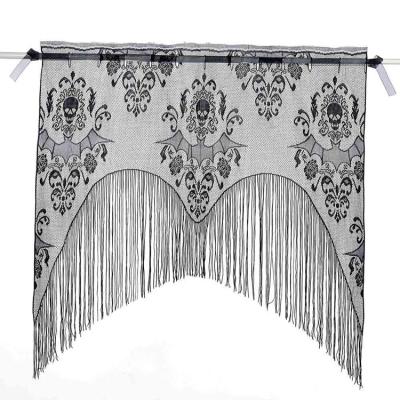 China Halloween Decor Damask Lace Door Curtain Fireproof Spider Web With String Lace Shade Cover for sale