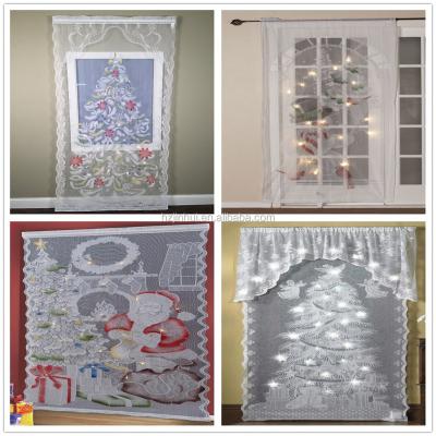 China Decoration New LED Lighted Holiday Angels Christmas Tree Lace Window Curtains Panel 40x84 Inch for sale