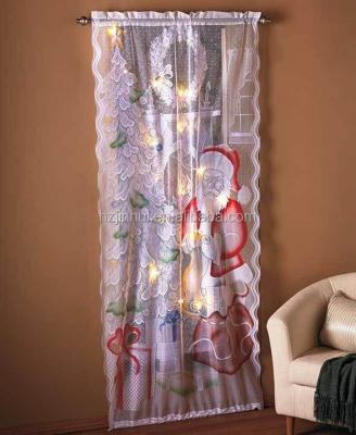 China Christmas Decoration Santa Claus LED Lighted Lace Curtains Panel With Colorful Painting for sale