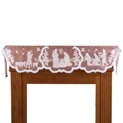 China Christmas Decorations Holy White Silent Night Nativity Scene Lace Mantel Sash 20x90 inch Holy Sashes for sale