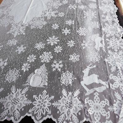 China Deer Home Vintage Snow Lace Decoration Christmas Jacquard Festival Decor Sheer Snowflake Tablecloth for sale