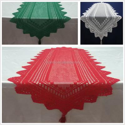 China Hot 33x114cm Table Runners Lace Jacquard Christmas Table Runner Green Or White 13x45 Inch For Decoration for sale