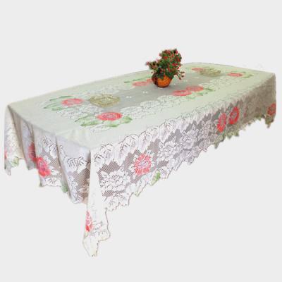 China Crochet Disposable Square Printed Lace Tablecloth, Floral Printed Table Cover 72