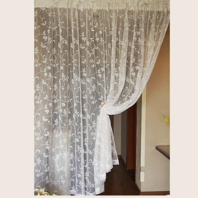 China Fire Retardant German Lace Curtains With Rod Pocket Polyester Jacquard Tree Branch Living Room Curtain Fabric for sale