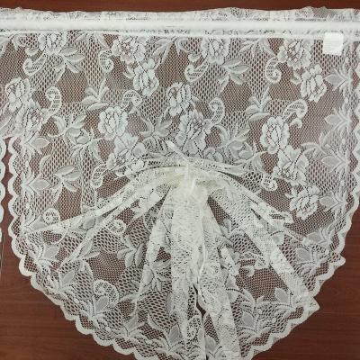 China New White Jacquard Lace Window Decoration Balloon Shades Decorative Valance Lace Panel Curtains Lace Ruffles Connection Drape 60x40 Inch for sale