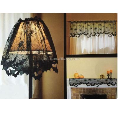 China Flame Retardant Mantle Halloween Shade Cover Lace Topper and Window Valance and Kitchen Curtains and Drapes for sale